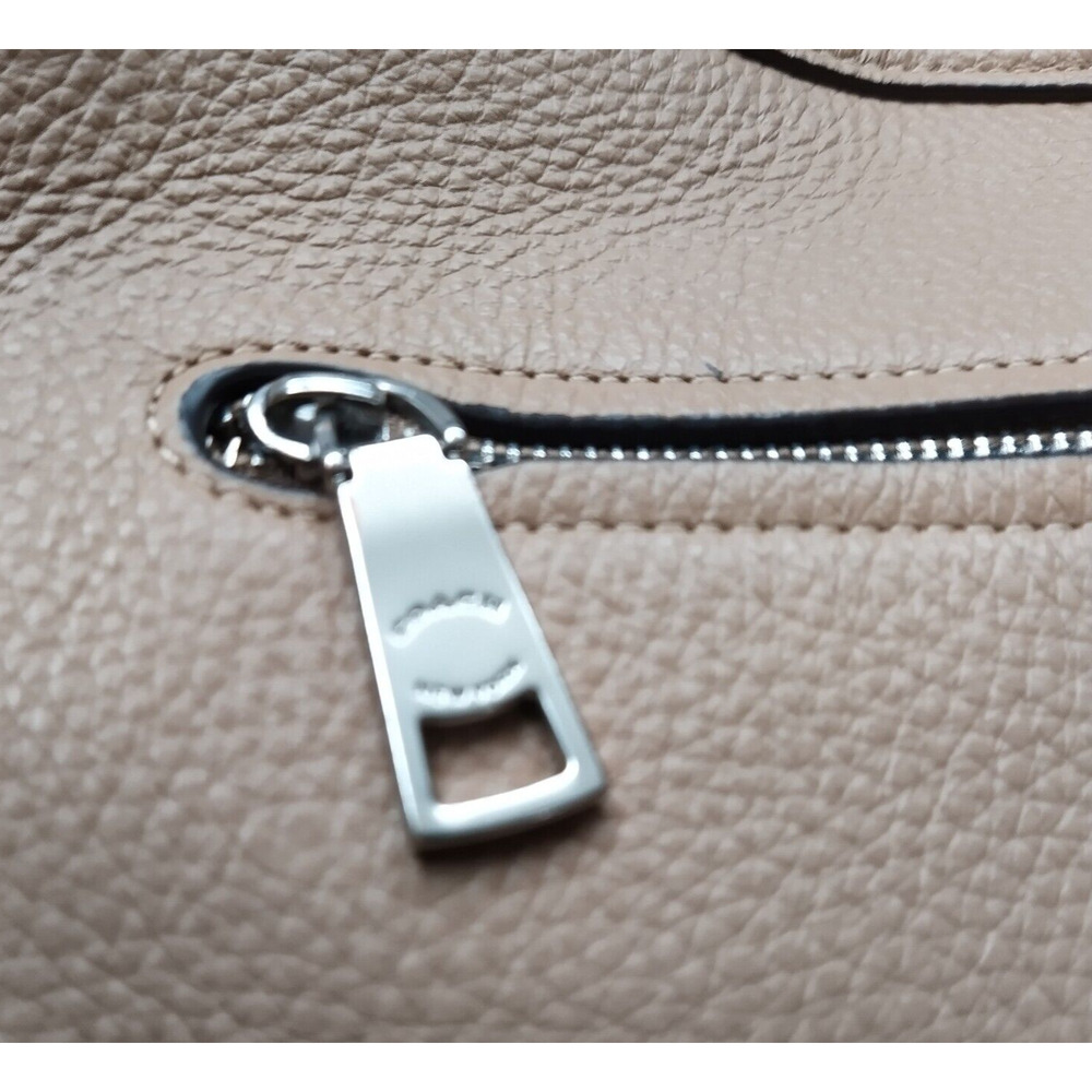 Coach Kristy Taupe Beige Pebble Leather Triple Compartment Shoulder Bag - Picture 15 of 16